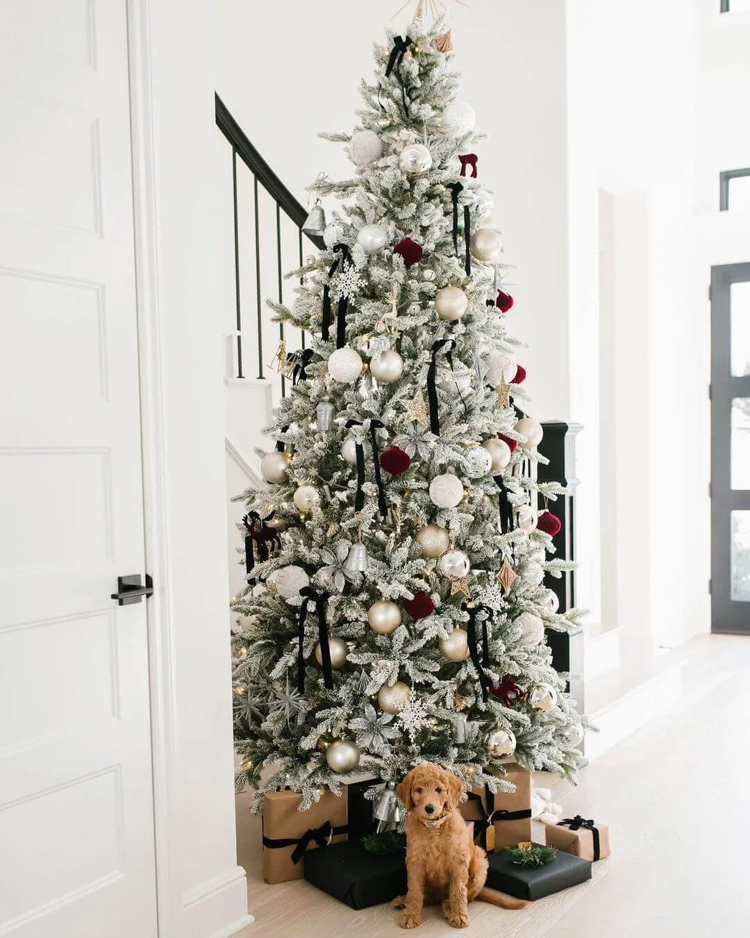 12' Queen Flock® Slim Artificial Christmas Tree With 1200 Warm White LED Lights
