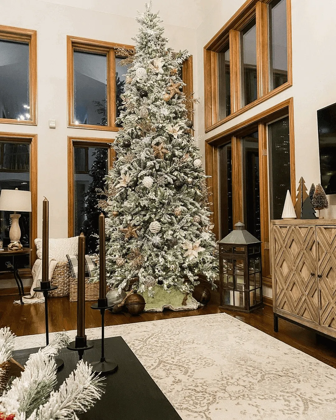12' Queen Flock® Slim Artificial Christmas Tree With 1200 Warm White LED Lights