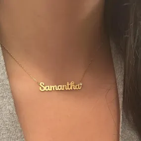 14K Sam Script Bezel Name Necklace