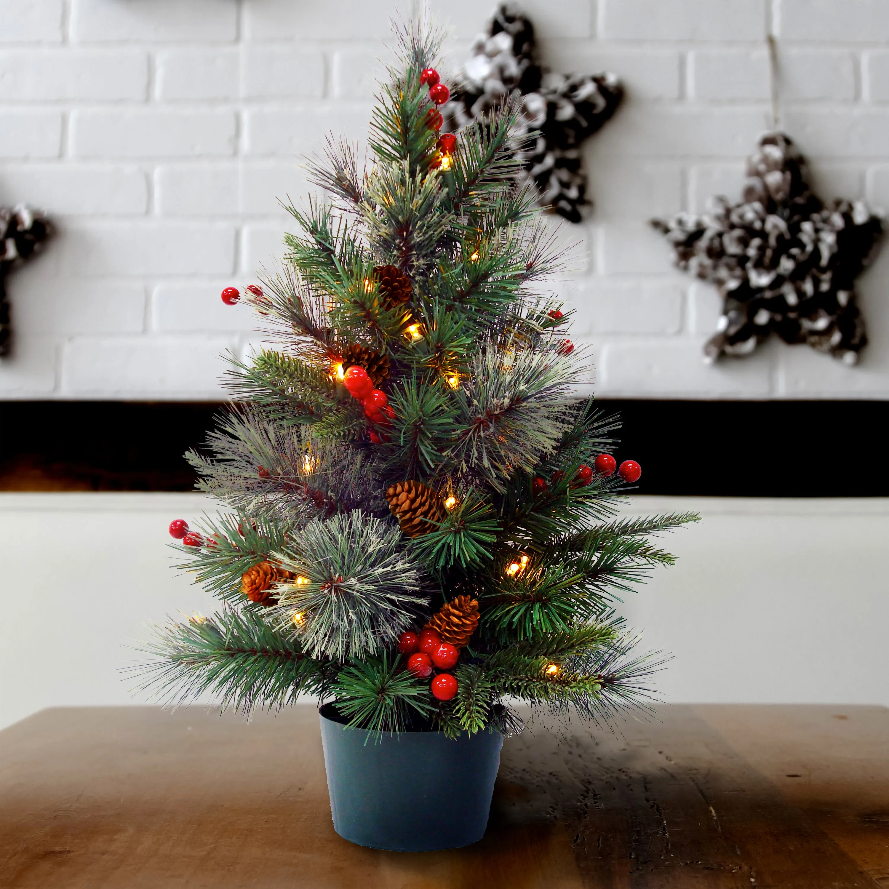 2 ft. Pre-Lit Colonial Fir Tree with Warm White LED Lights