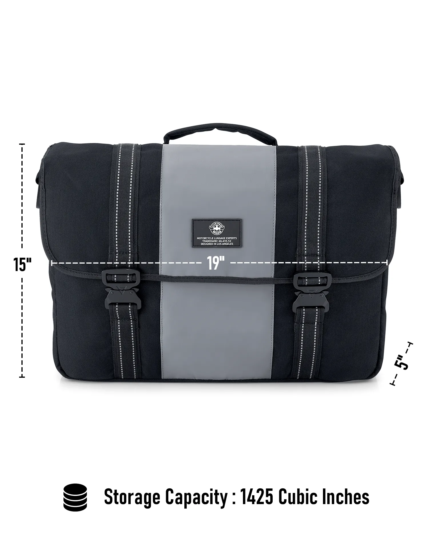 23L - Duo-tone Medium Indian Motorcycle Messenger Bag Gray/Black