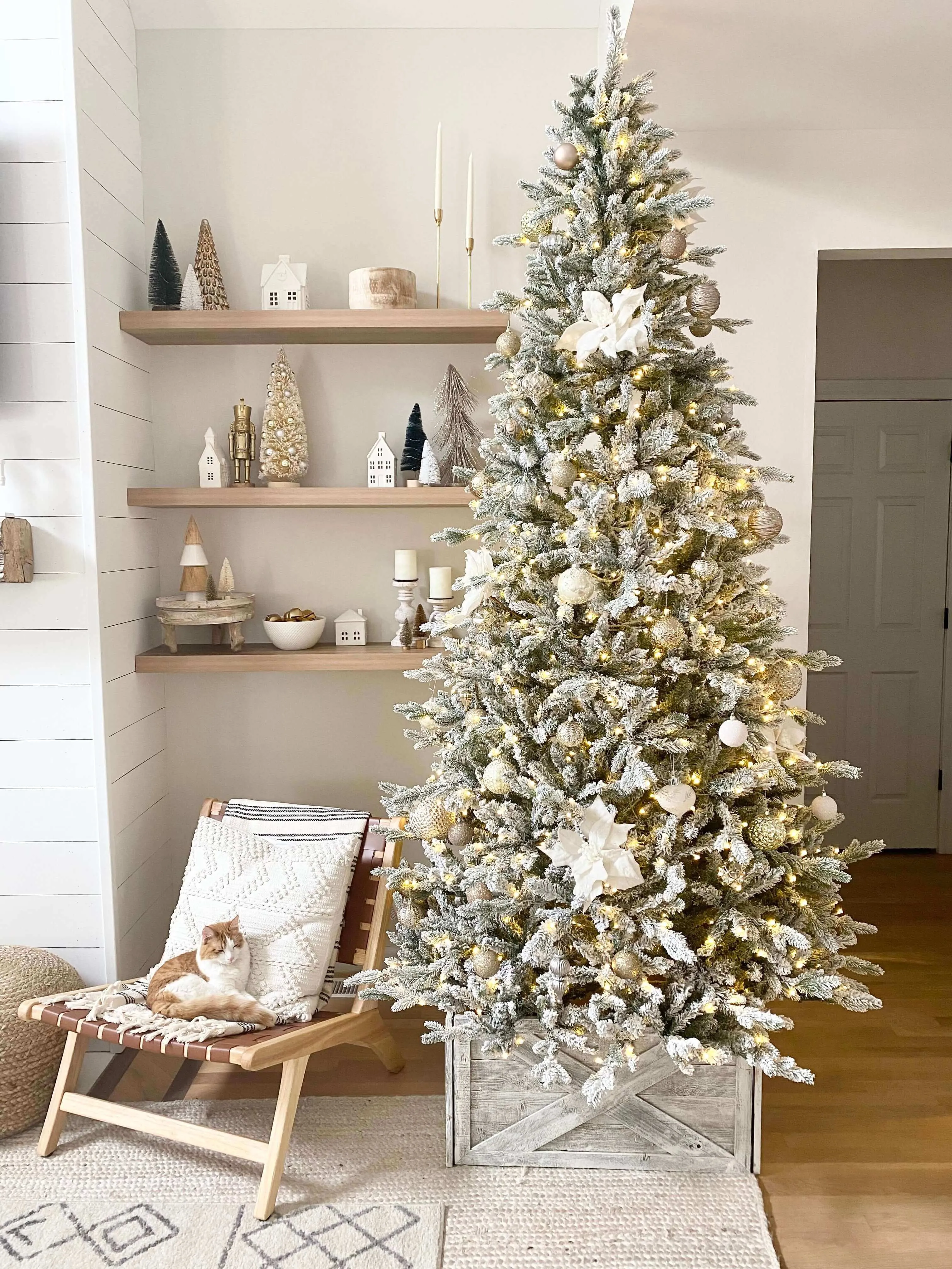 6.5' Queen Flock® Slim Artificial Christmas Tree With 500 Warm White LED Lights