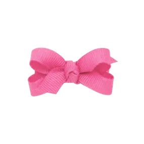Baby Grosgrain Hair Bow with Center Knot - Hot Pink