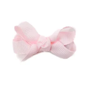 Baby Grosgrain Hair Bow with Center Knot - Powder Pink