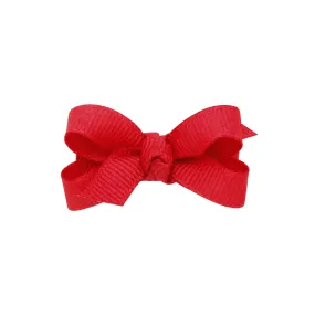 Baby Grosgrain Hair Bow with Center Knot - Red