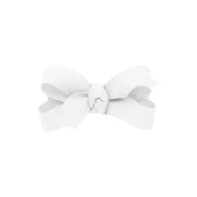 Baby Grosgrain Hair Bow with Center Knot - White