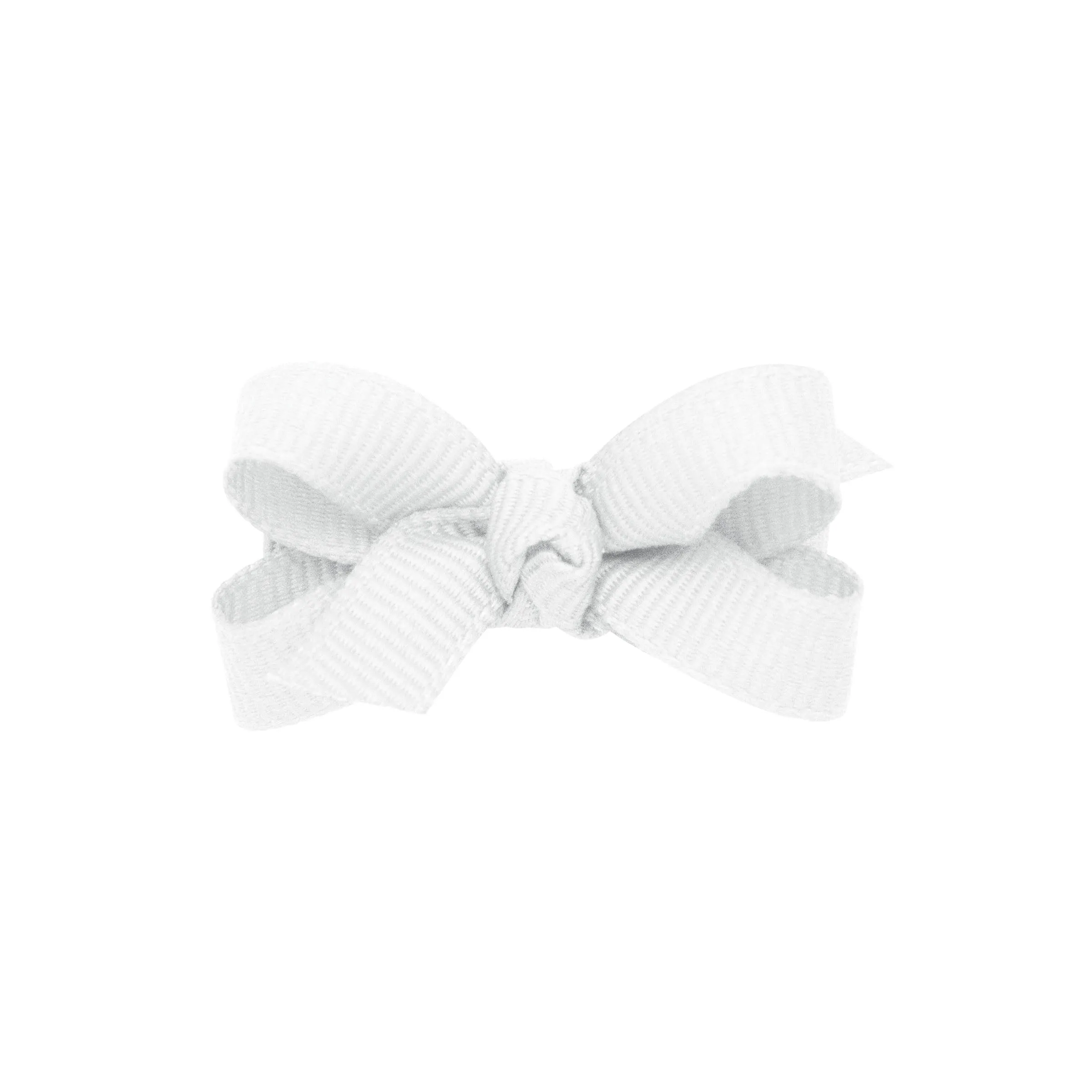 Baby Grosgrain Hair Bow with Center Knot - White