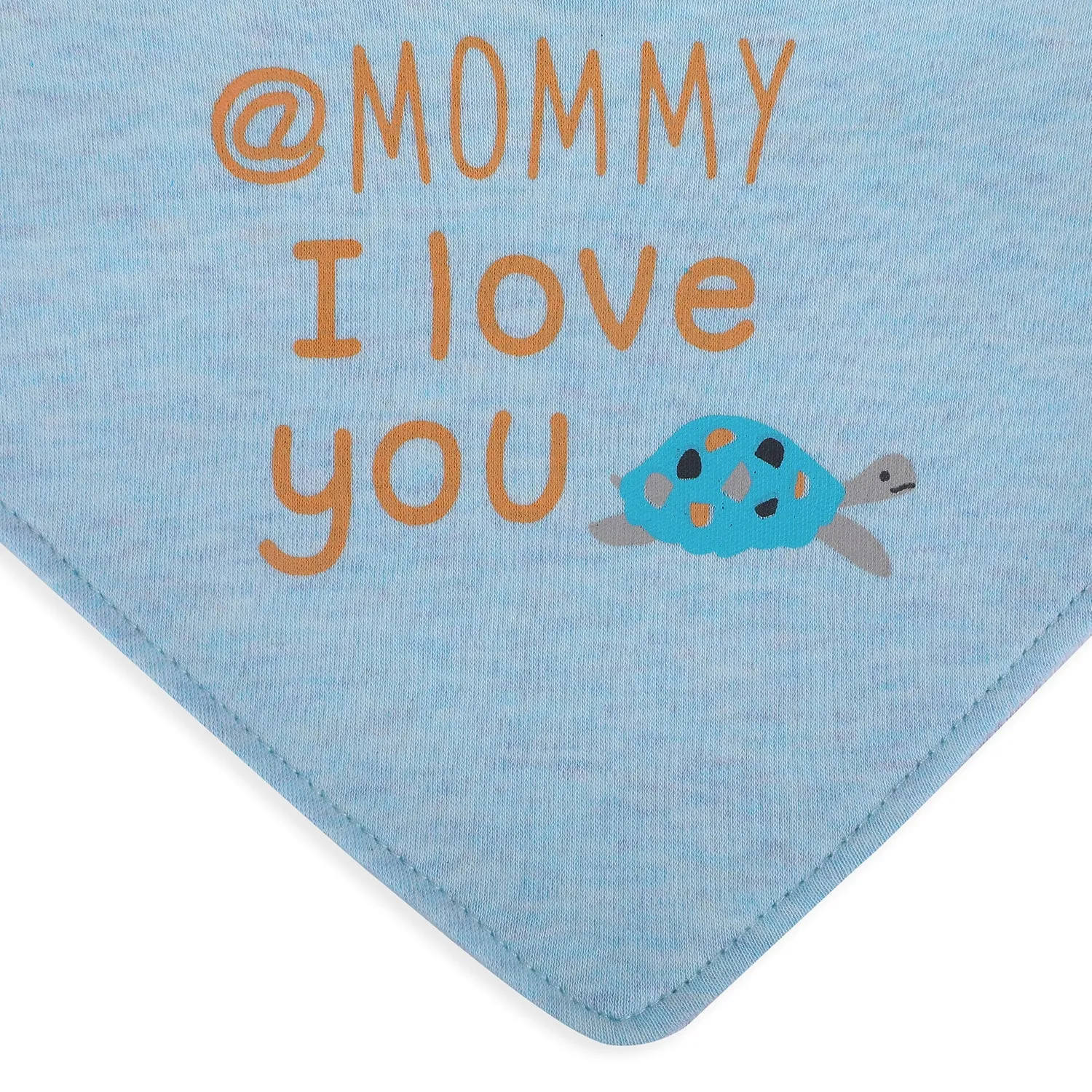 Baby Moo Mommy Turtle Cotton 3 Pack Bandana Bibs - Blue