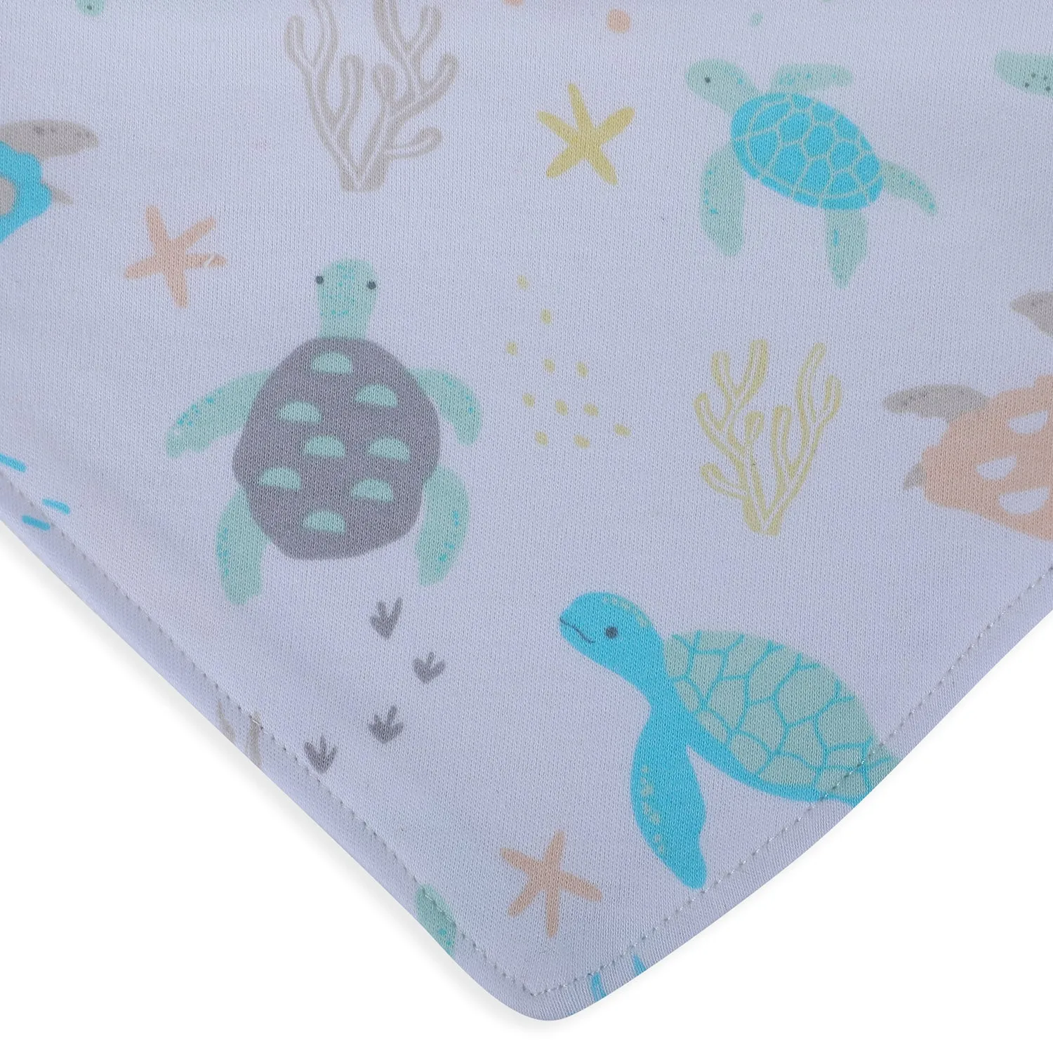 Baby Moo Mommy Turtle Cotton 3 Pack Bandana Bibs - Blue