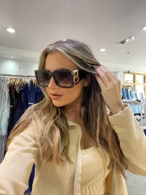 Bally brown, gold tortoiseshell sunglasses