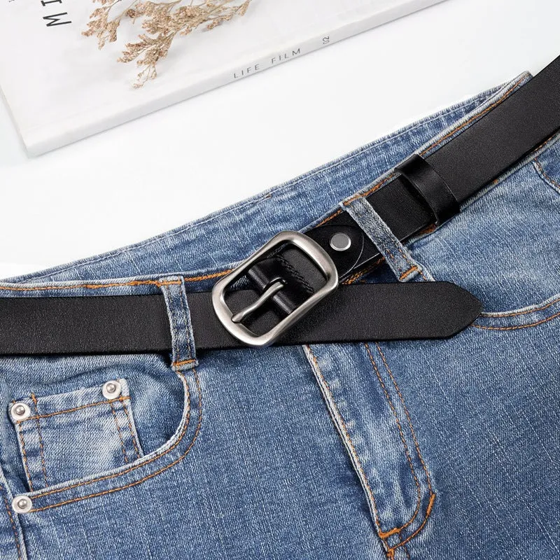 Belt Men's and Women's Same Style Overalls with Punk Genuine Leather Simple Classic Belt