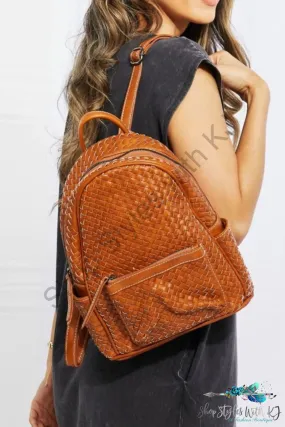 Certainly Chic Faux Leather Woven Backpack