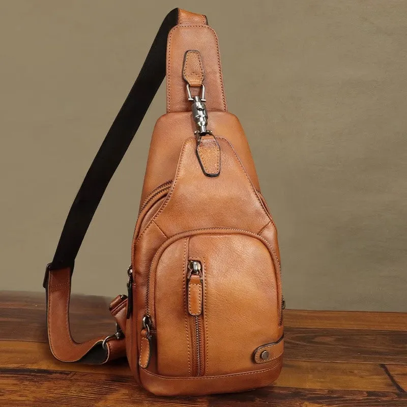Chic Womens Small Chest Bag Leather Crossbody Sling Bag For Ladies