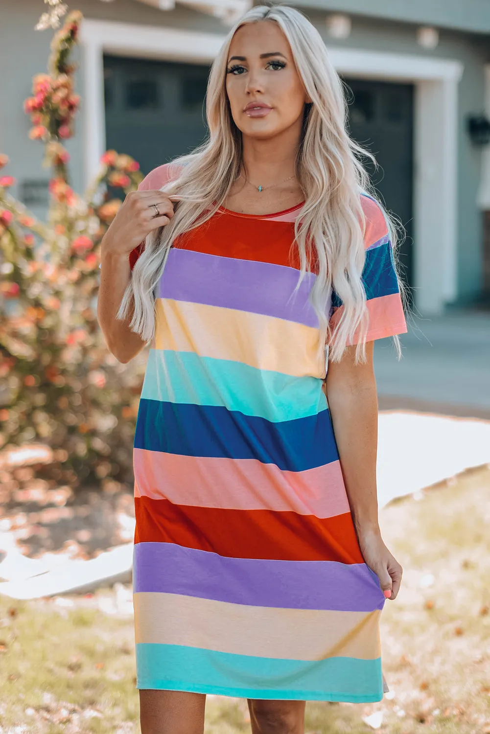 'Chloe' Color Block Side Slit Mini Dress