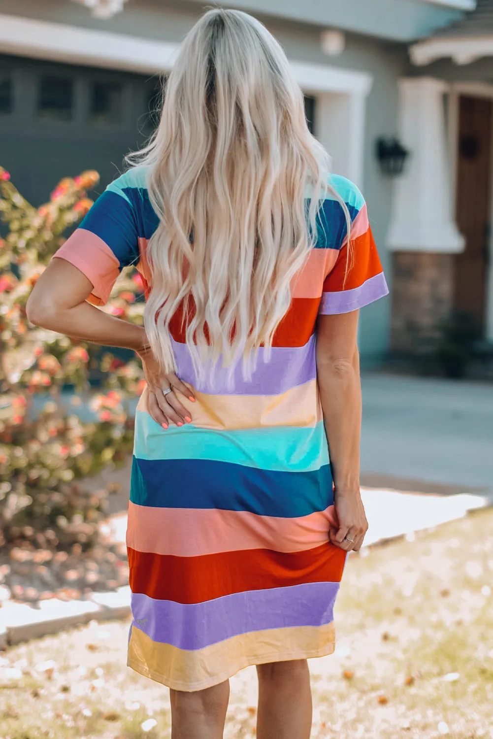 'Chloe' Color Block Side Slit Mini Dress