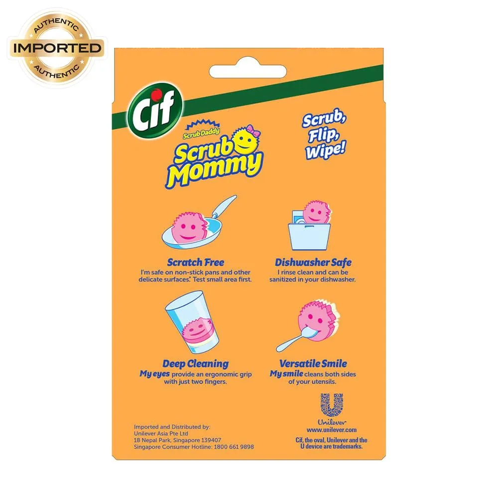 Cif Scrub Mommy Dual-Sided Cleaning Scrubber   Sponge, Scratch-Free Multipurpose Dish Washing & Home Cleaning Sponge Pad, Scrubbing Pad with FlexTexture & Odor-Resistant for Kitchen, House & Outside