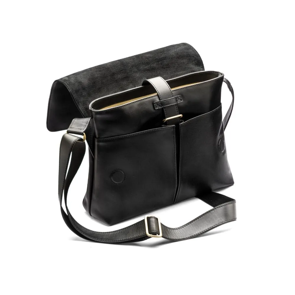 Courier's Leather Messenger Bag - Black