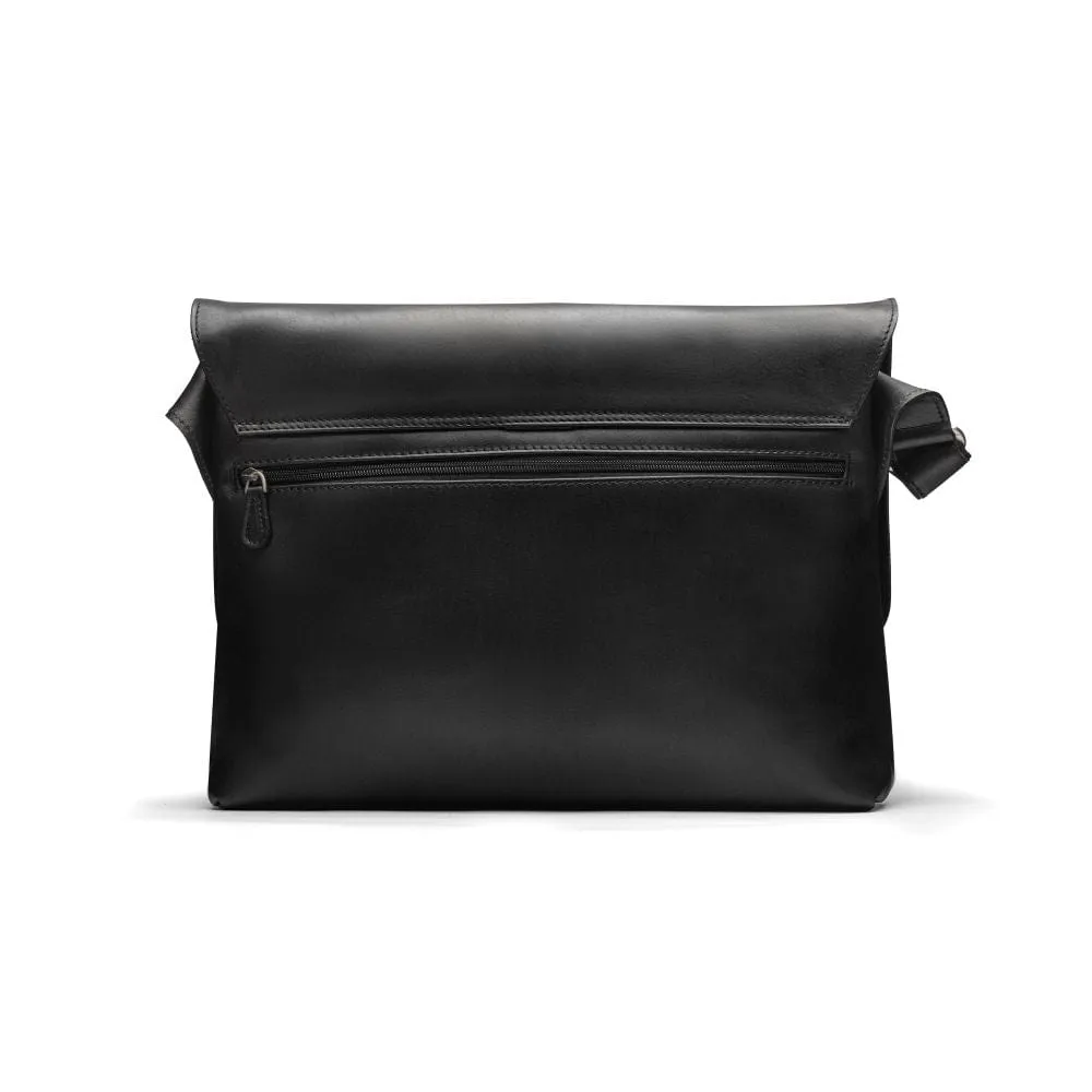 Courier's Leather Messenger Bag - Black