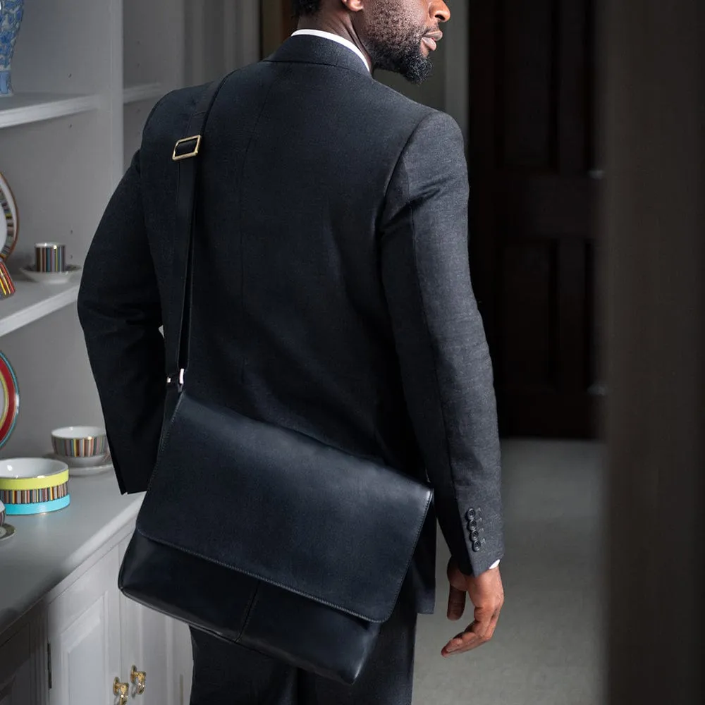 Courier's Leather Messenger Bag - Black