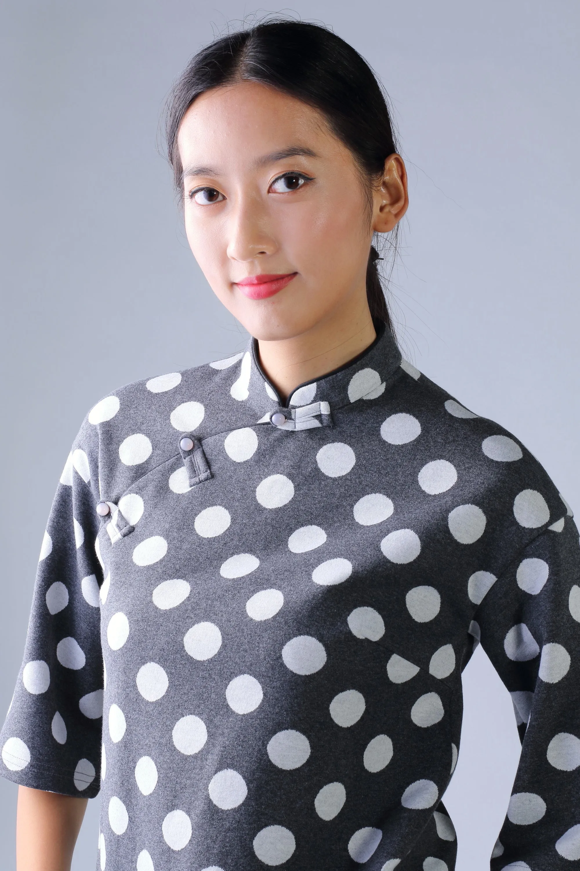 ESSIE Polka Dot Cotton Top (Grey/ White)