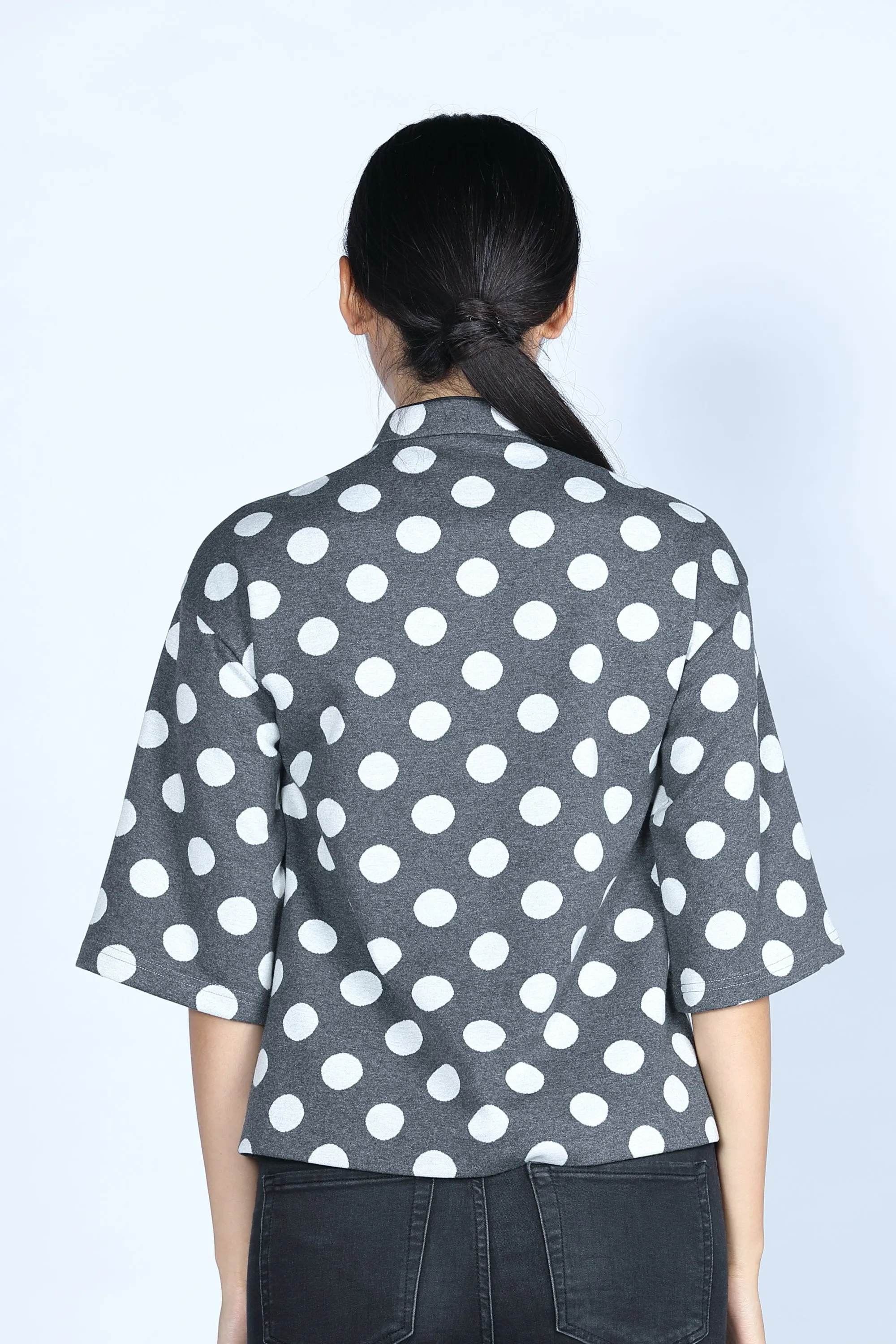 ESSIE Polka Dot Cotton Top (Grey/ White)