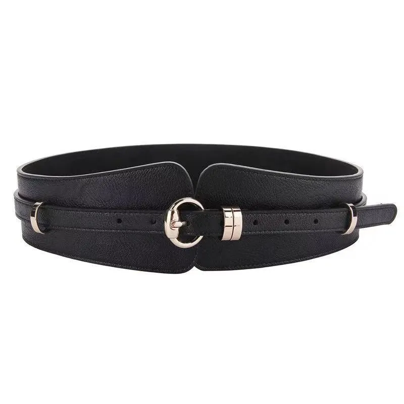 Fashion Women's  Wide Waist Seal Korean Style Pin Buckle Stitching Single Circle Dress Accessories Belt