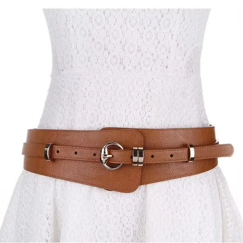 Fashion Women's  Wide Waist Seal Korean Style Pin Buckle Stitching Single Circle Dress Accessories Belt