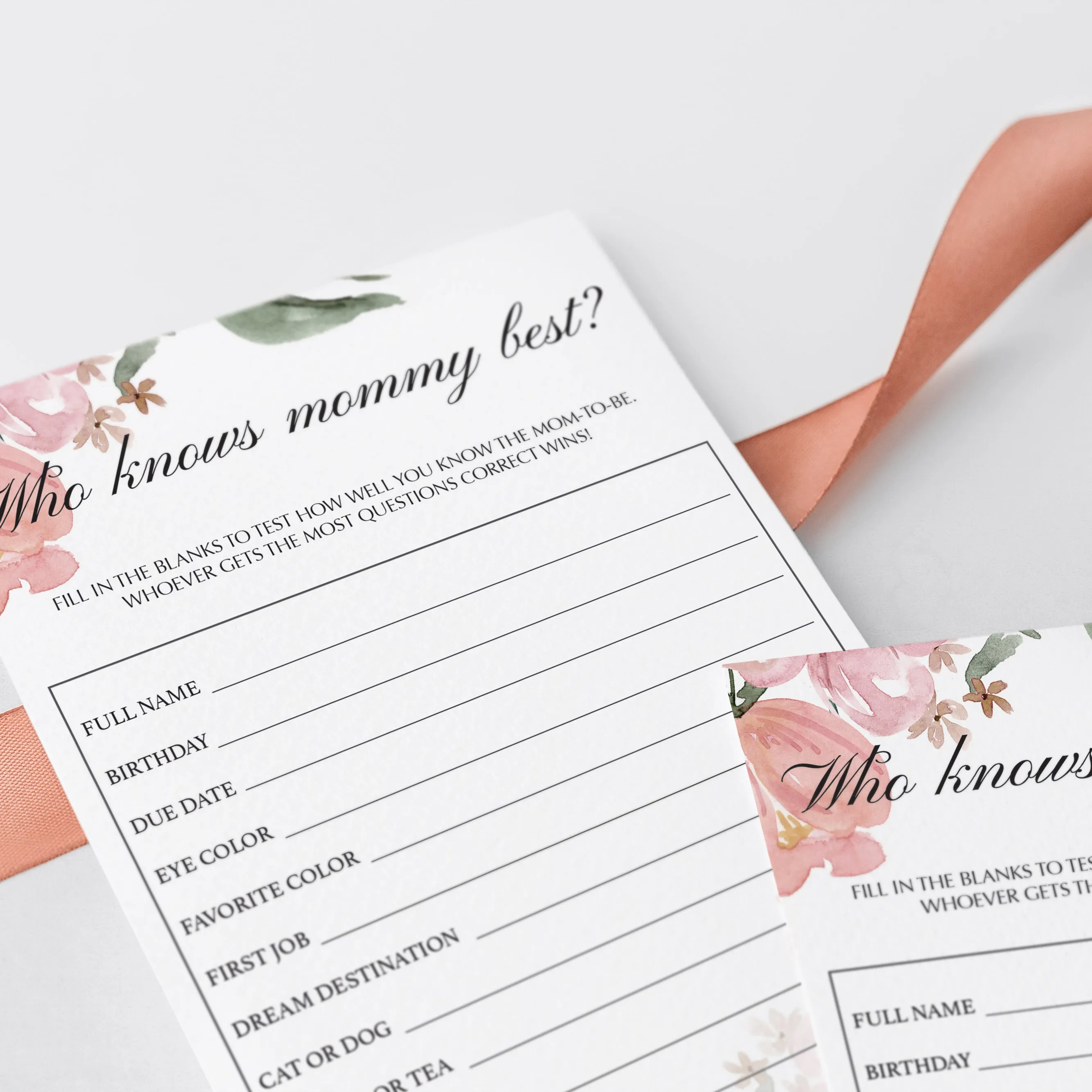 Floral Baby Shower Who Knows Mommy Best Printable
