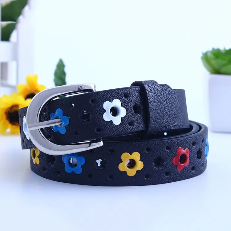 For Children and Kids Belt Korean Style Flower Butterfly Hollow Children's Casual Pin Buckle Belt