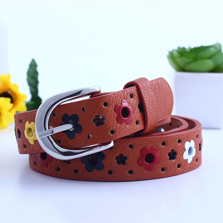 For Children and Kids Belt Korean Style Flower Butterfly Hollow Children's Casual Pin Buckle Belt