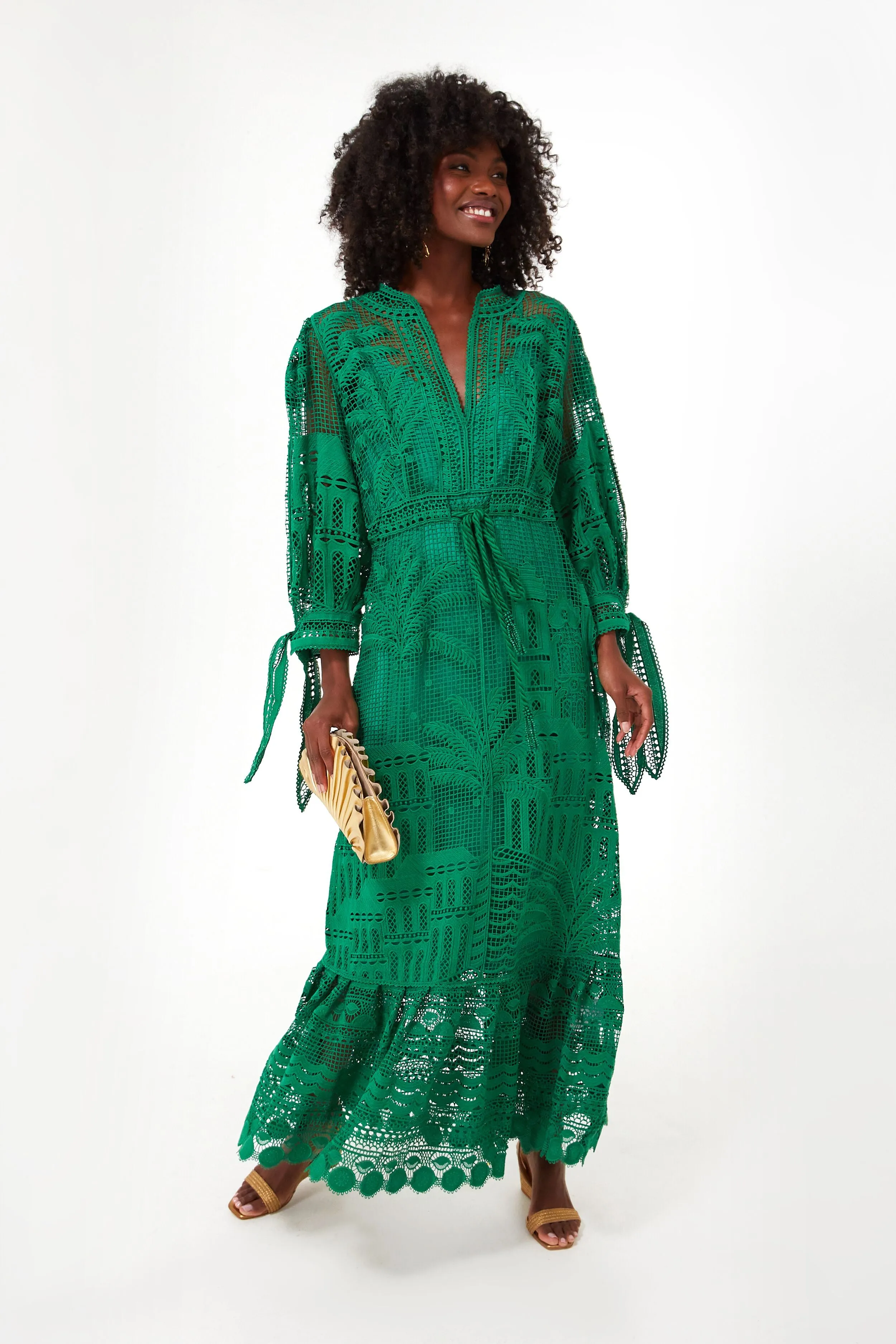 Green Morada Boa Guipure Dress
