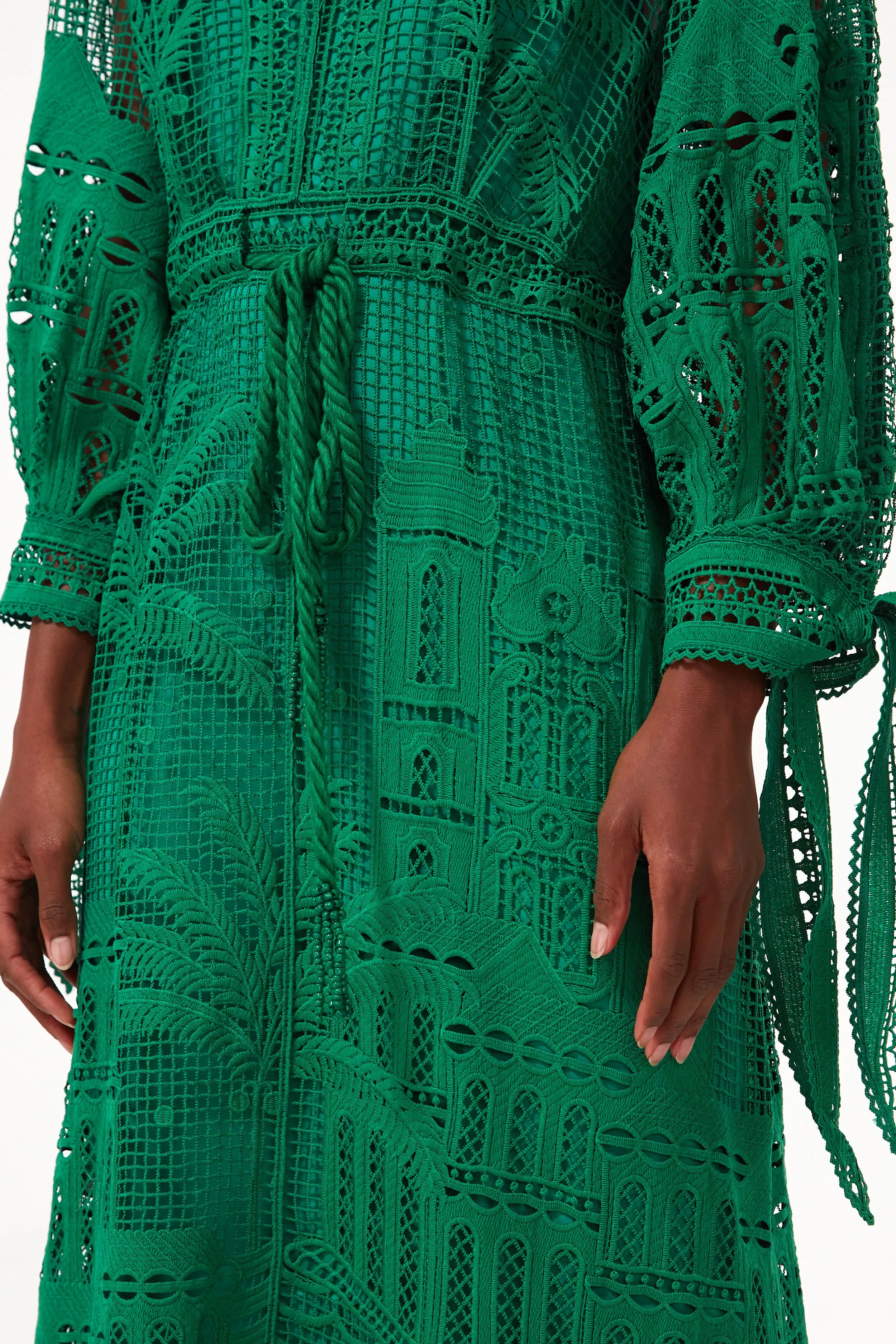 Green Morada Boa Guipure Dress