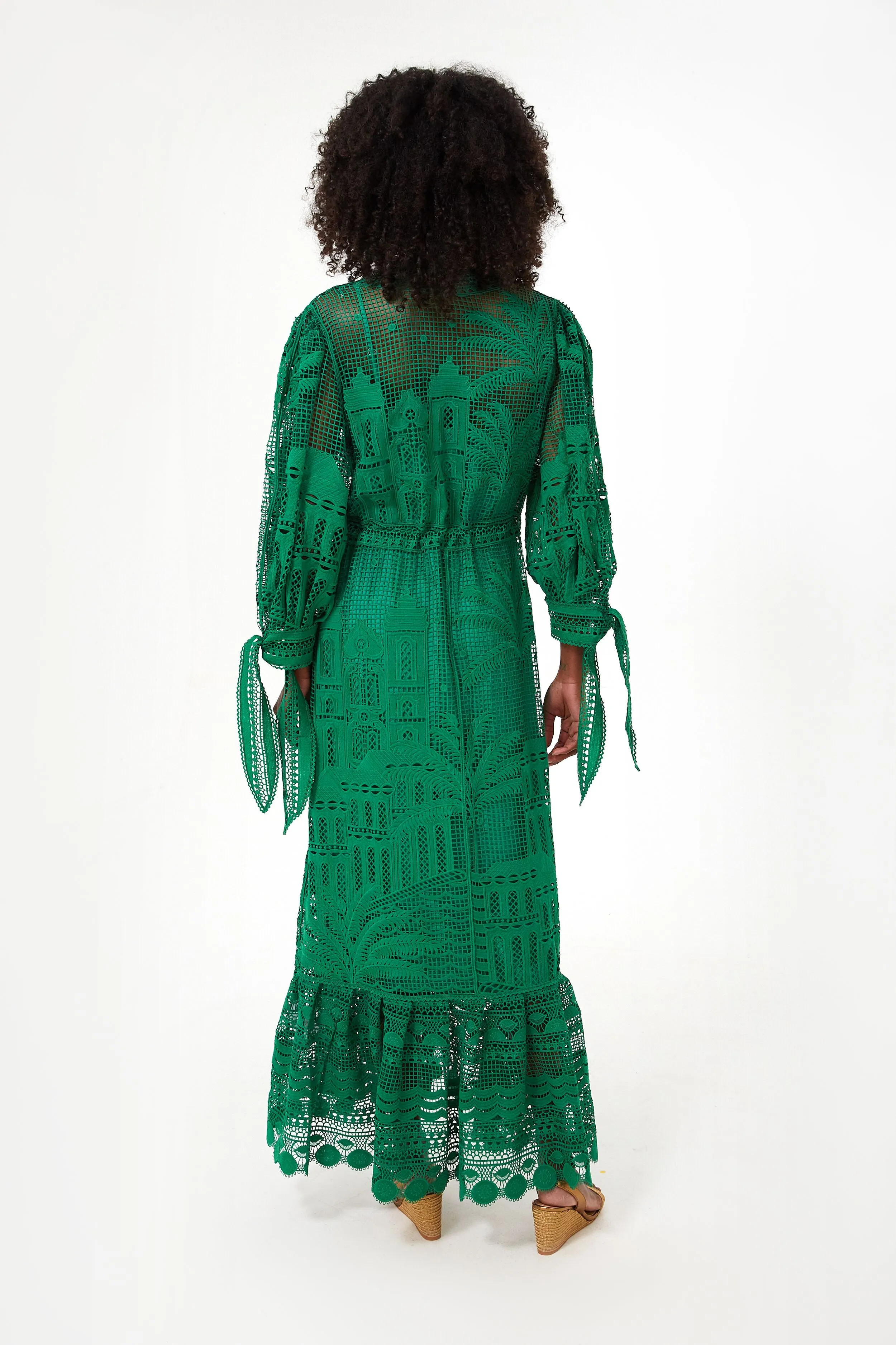 Green Morada Boa Guipure Dress