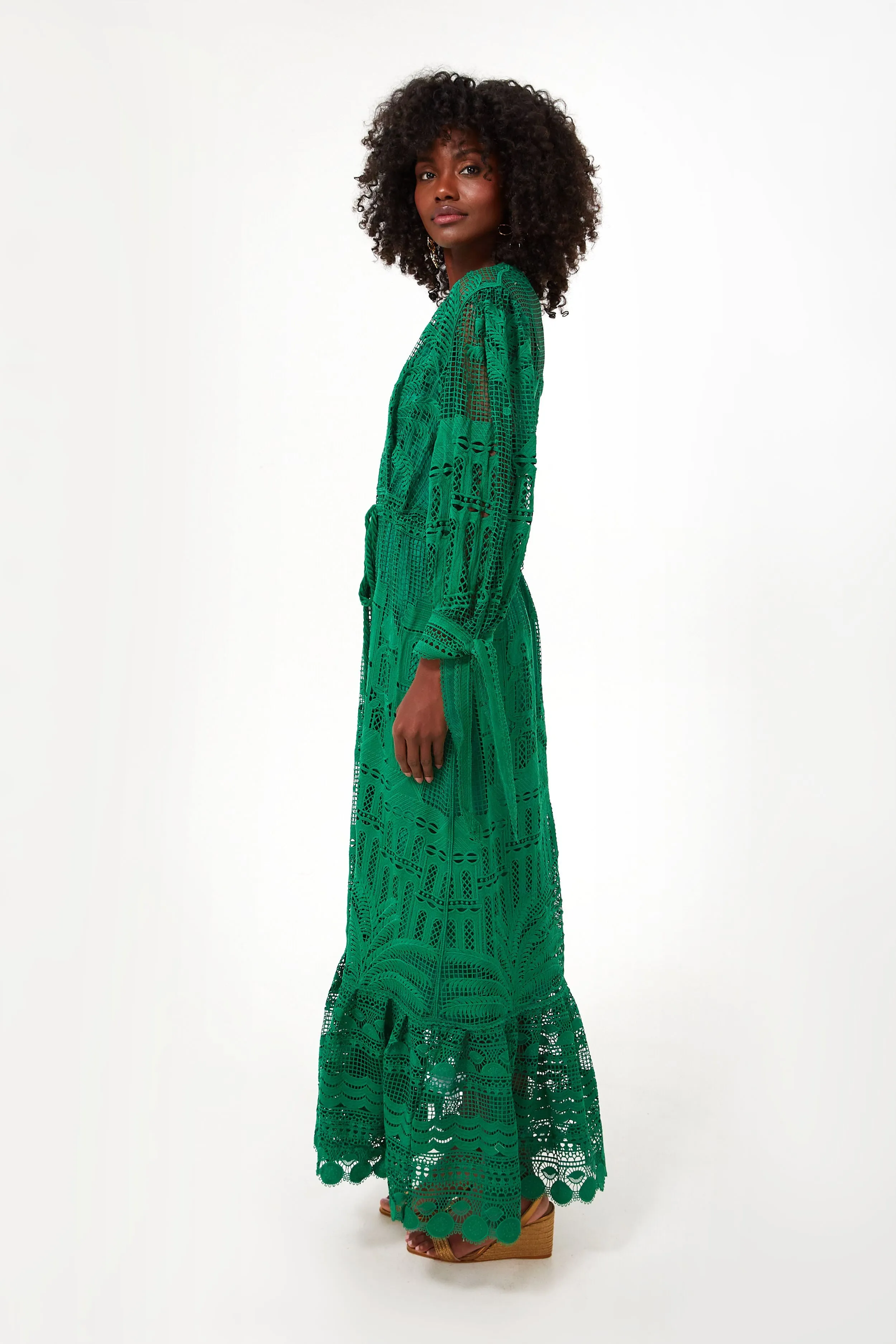 Green Morada Boa Guipure Dress