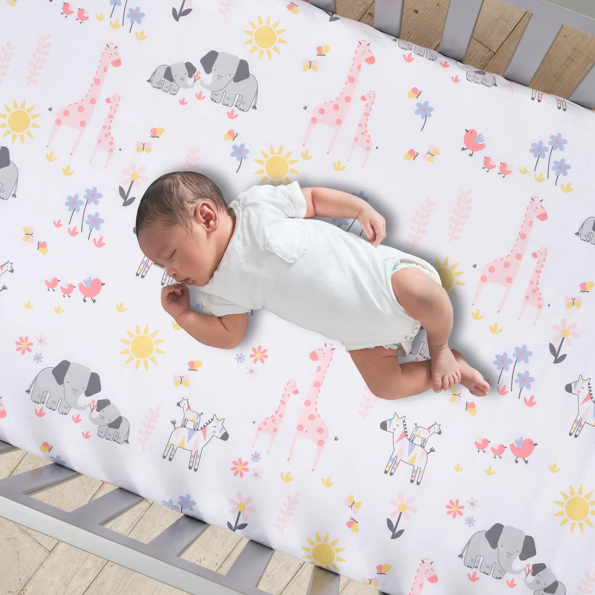 Jazzy Jungle Cotton Fitted Crib Sheet