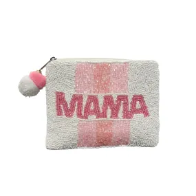 La Chic Pink and White Mama Beaded Purse