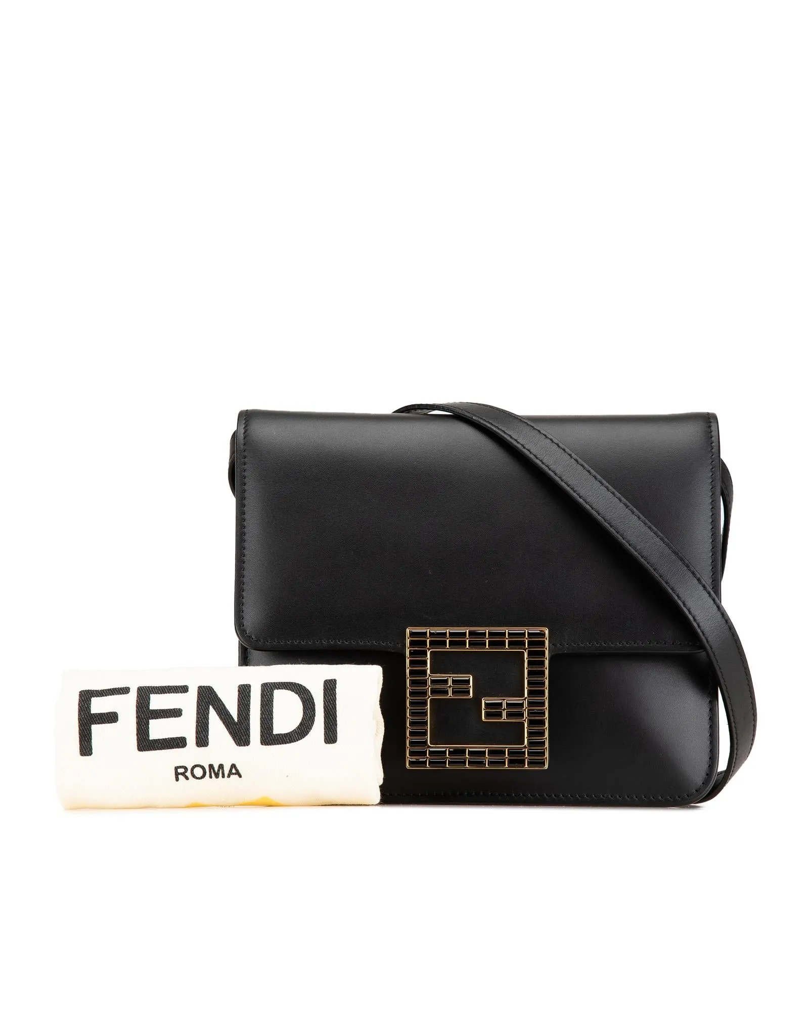 Leather Crystal Embellished Crossbody Bag with Interior Card Slots