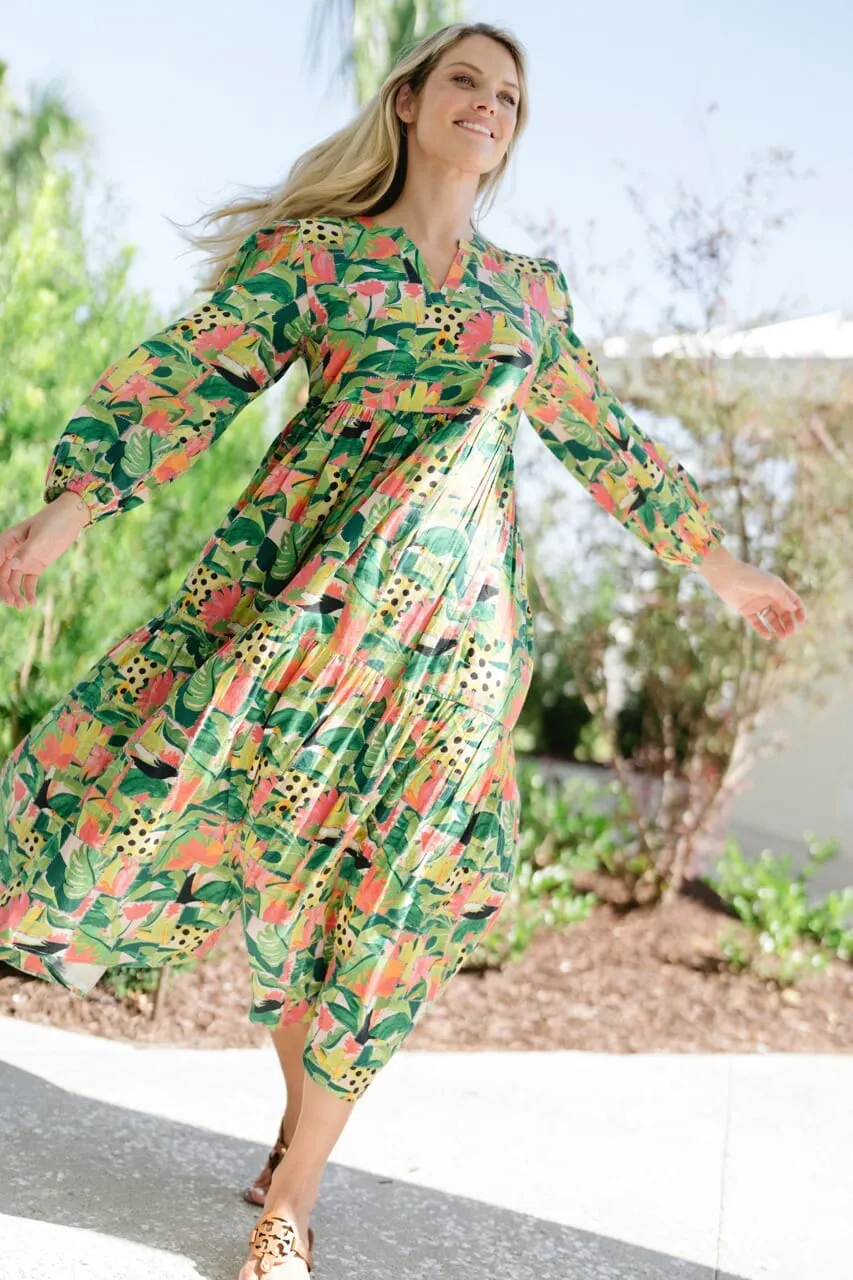 Long Sleeve Jenny Maxi- Tropical Mirage