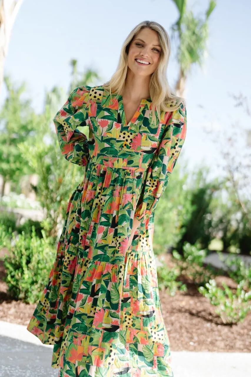 Long Sleeve Jenny Maxi- Tropical Mirage