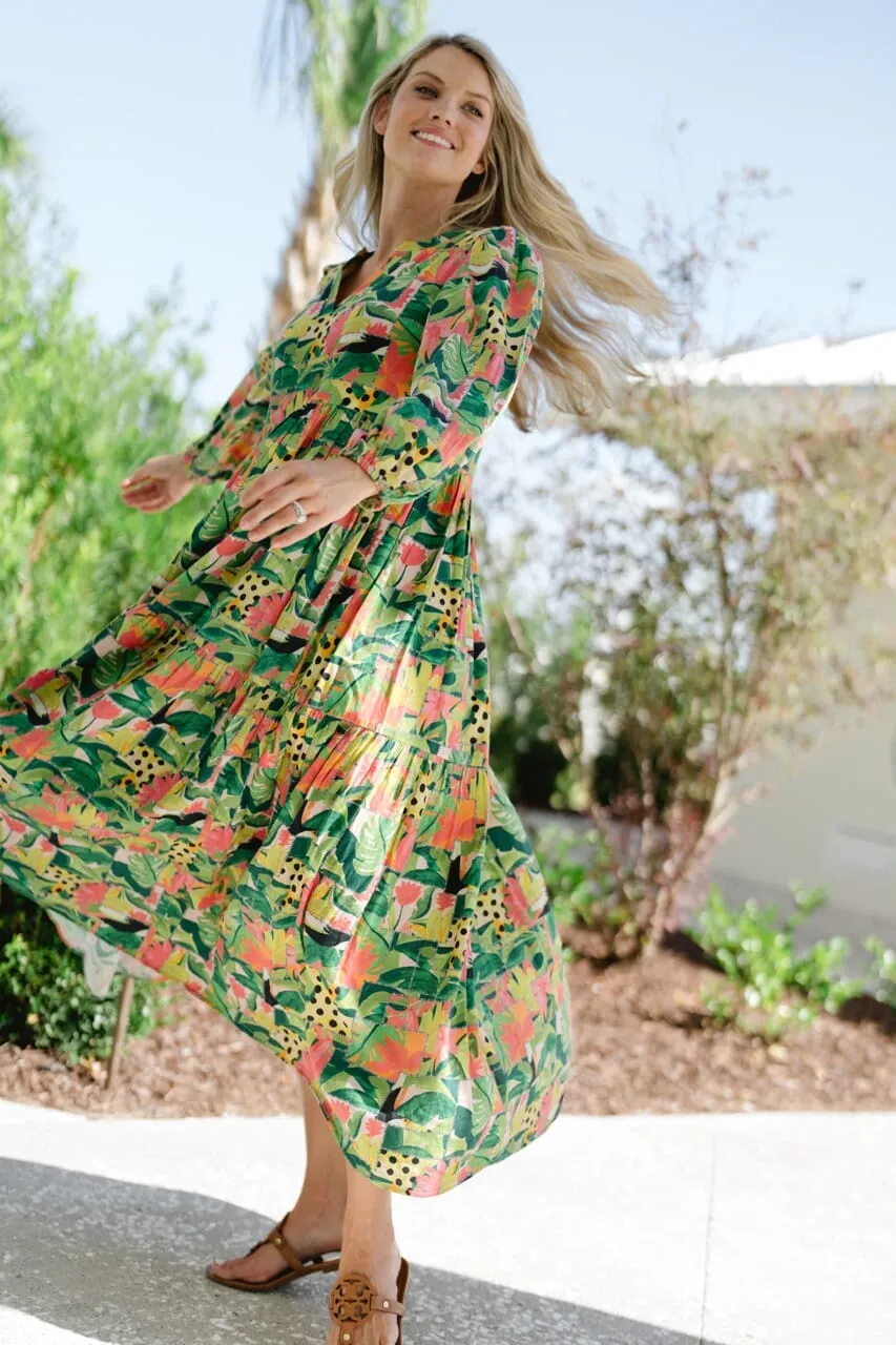 Long Sleeve Jenny Maxi- Tropical Mirage