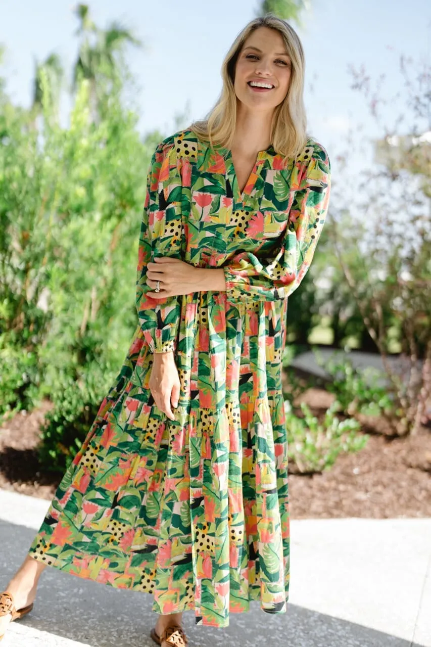 Long Sleeve Jenny Maxi- Tropical Mirage