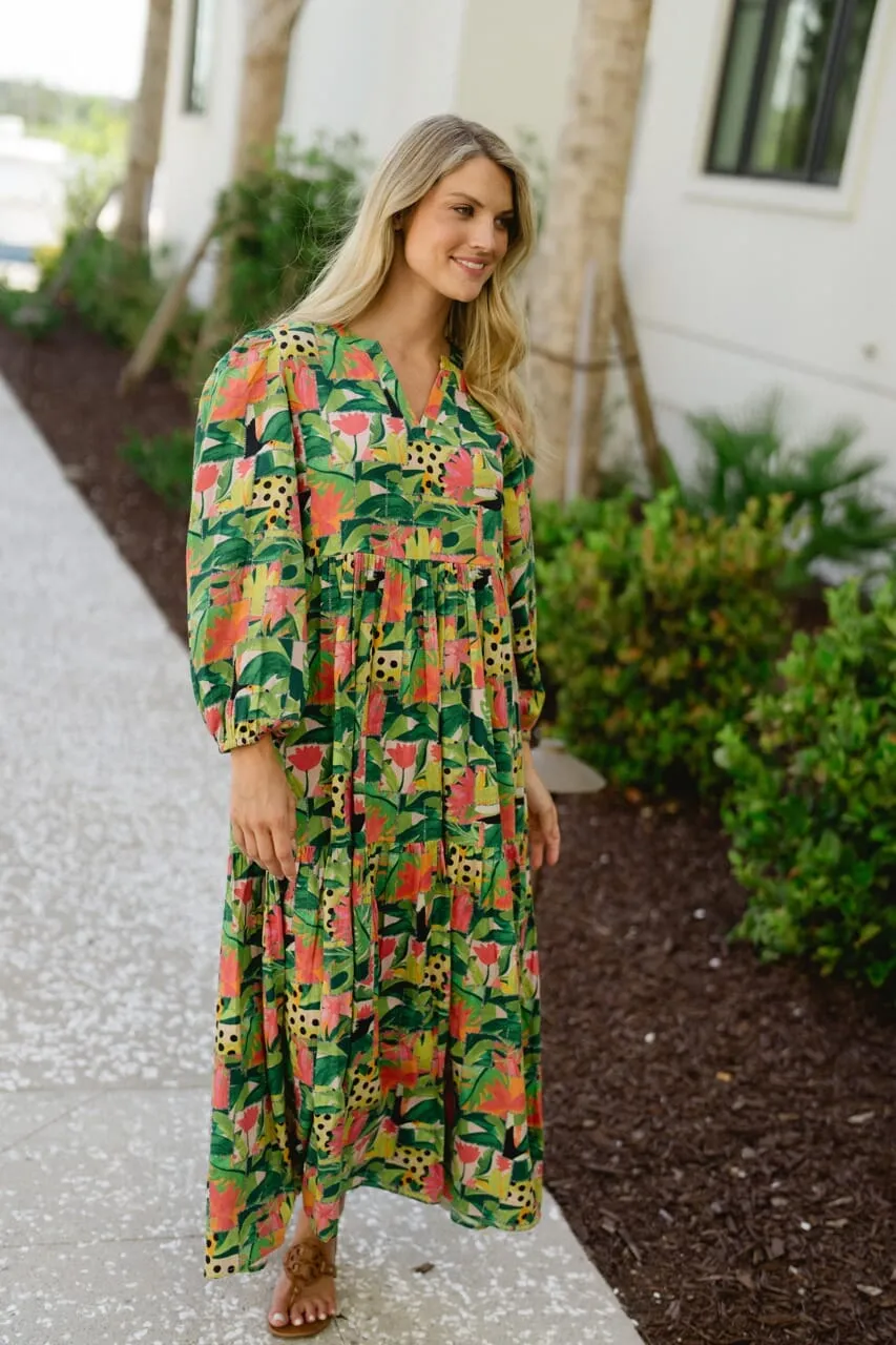 Long Sleeve Jenny Maxi- Tropical Mirage