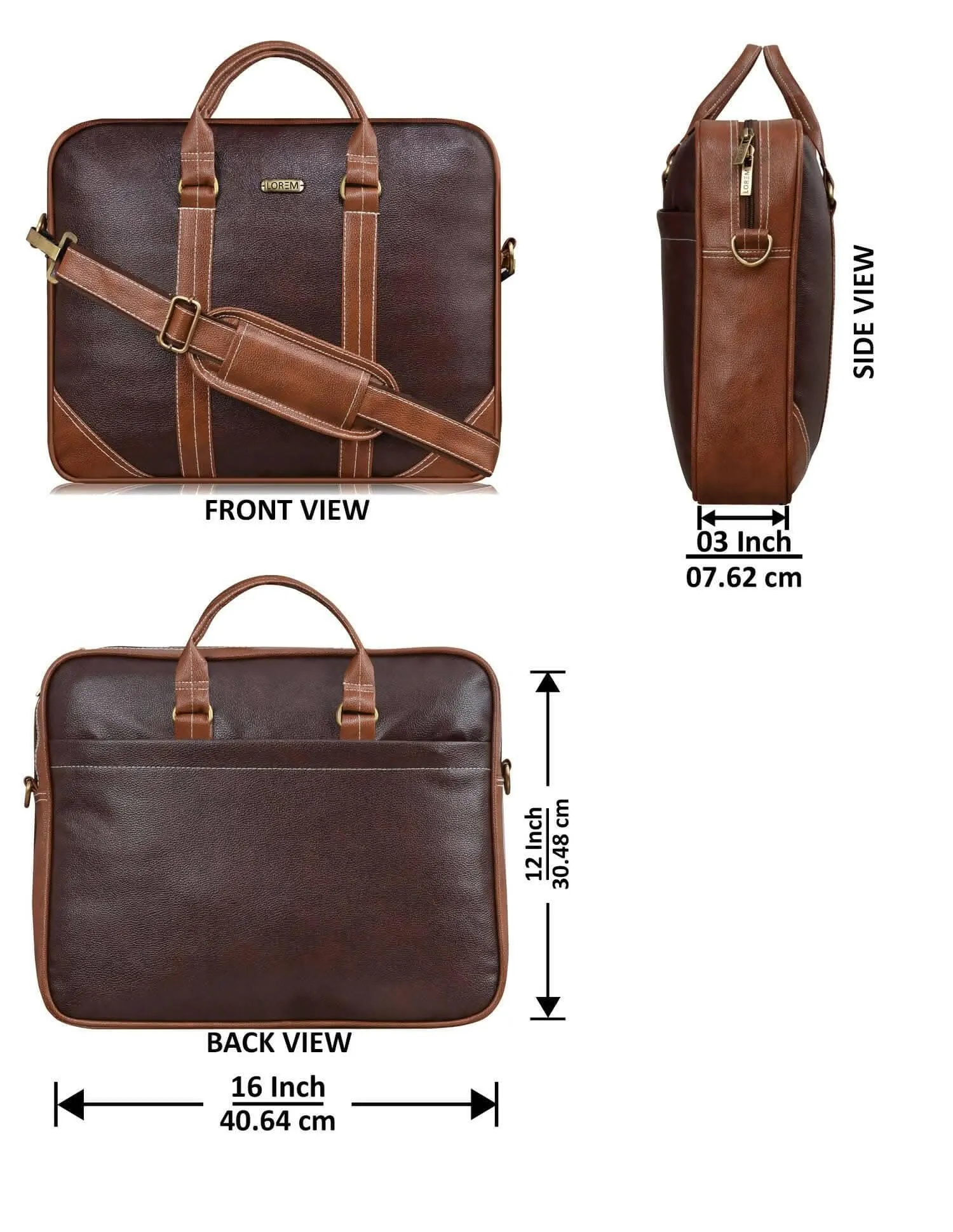 LOREM Brown & Tan Color Faux Leather 10L Messenger Bag For Men & Women (BG42)