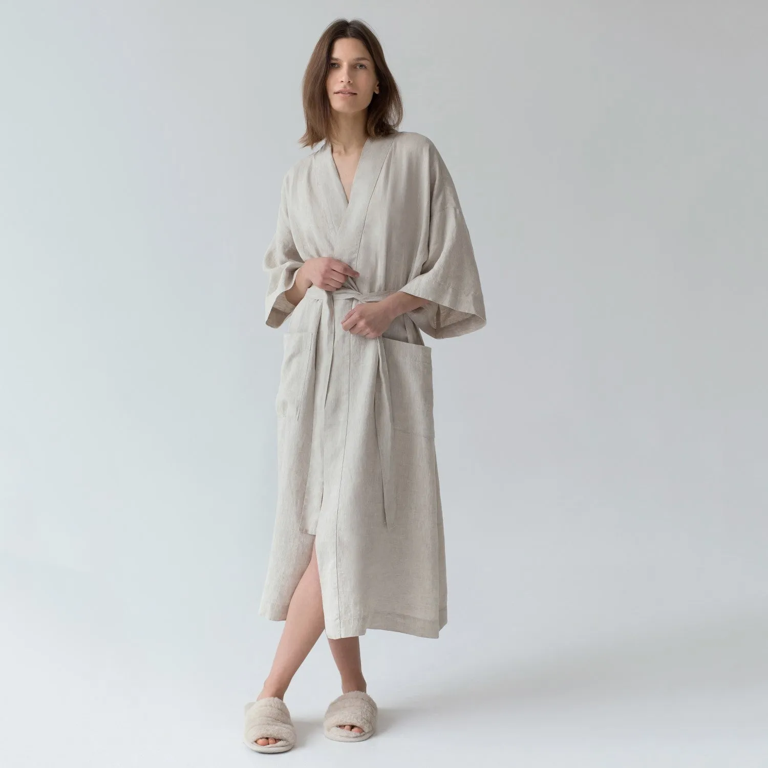 Melange Linen Bathrobe