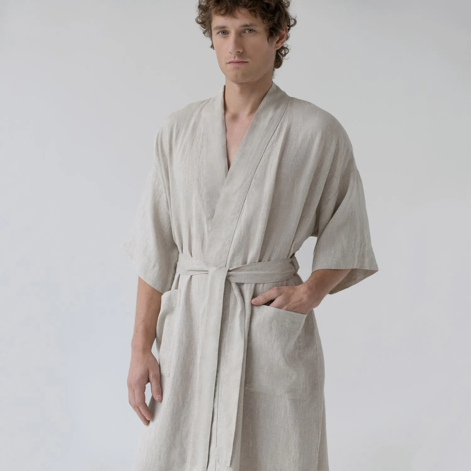Melange Linen Bathrobe
