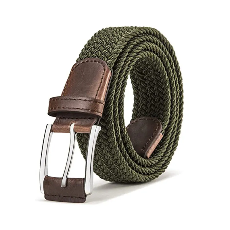 Men's Canvas Pin Buckle Belt Women's Woven Elastic Waistband Outdoor Tactics Belt