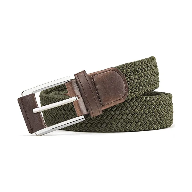 Men's Canvas Pin Buckle Belt Women's Woven Elastic Waistband Outdoor Tactics Belt