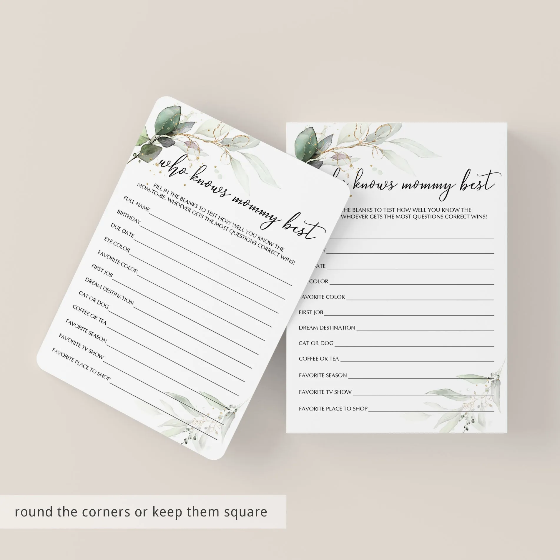 Mommy Trivia Baby Shower Game Printable
