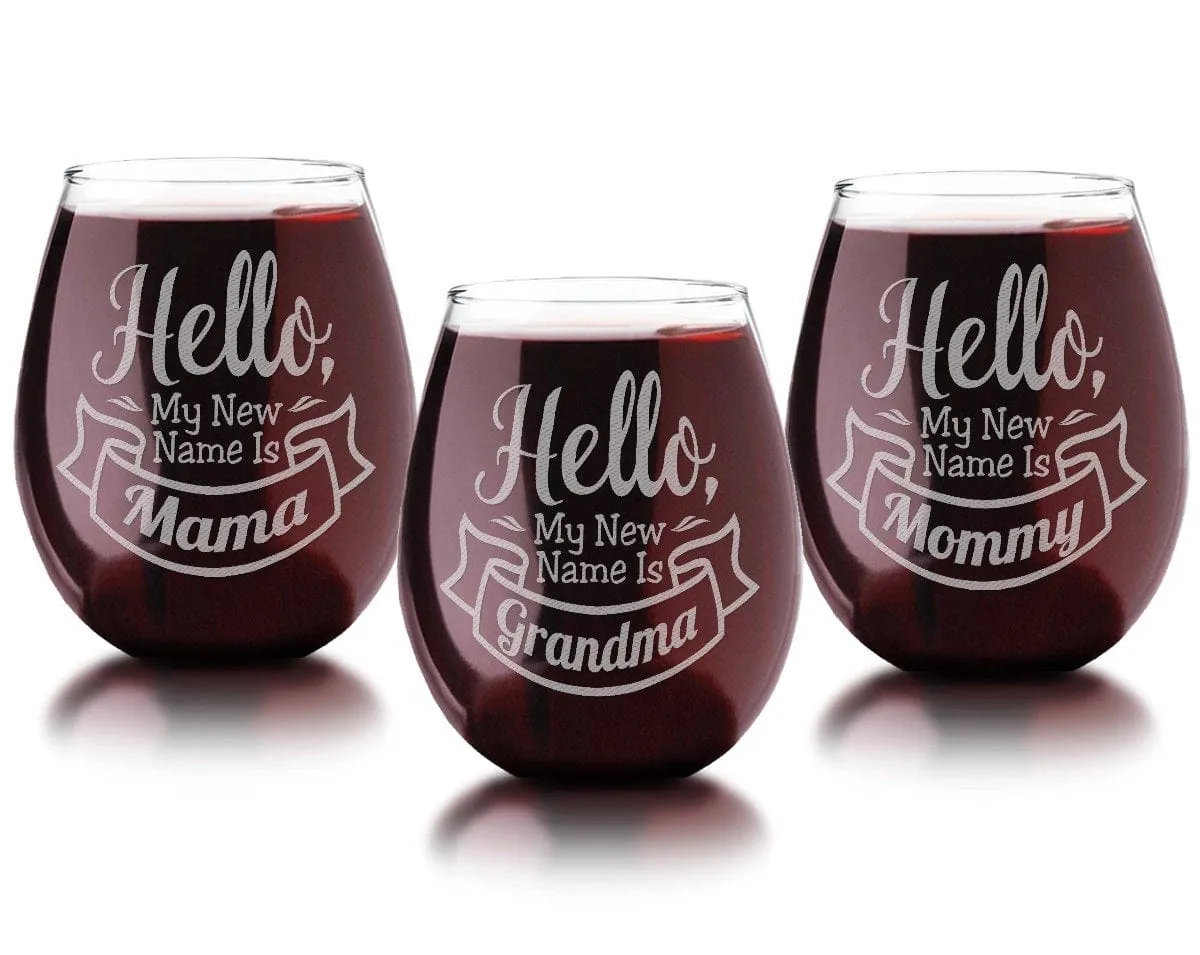 New Mommy Mama Grandma Mom Nana Auntie 21 0z Stemless Wine Glass Gift for Birthday Wife Mothers Baby Shower Present Adoption Announcement