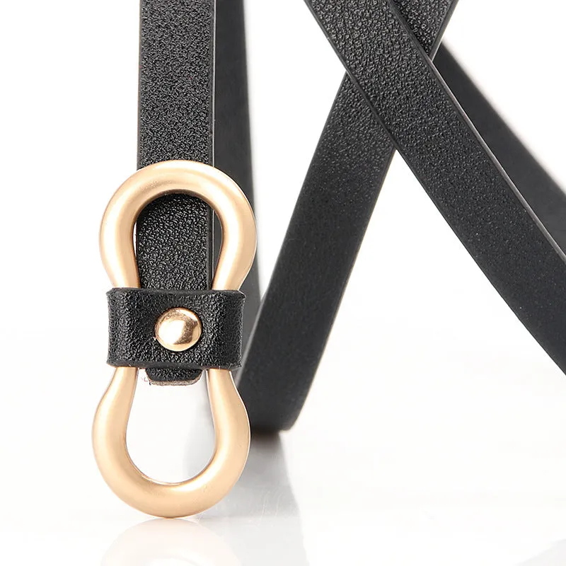 New Women's Word Buckle All-Matching Shirt Dress Narrow Belt Decorative Thin Belt